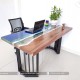 Blue sea epoxy tamarind wood desk