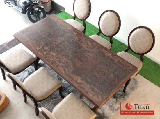 Walnut + Veneer luxury dining table set