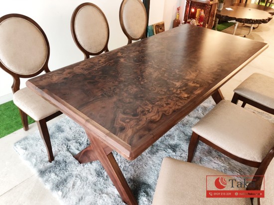 Walnut + Veneer luxury dining table set