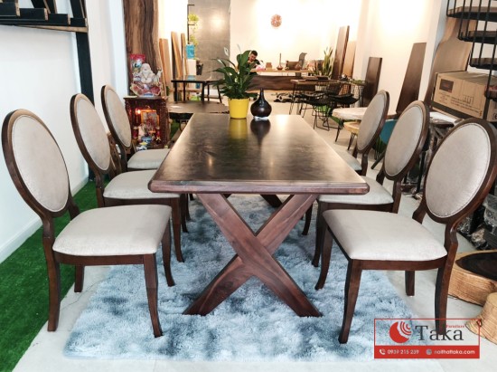 Walnut + Veneer luxury dining table set