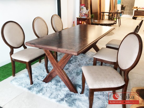 Walnut + Veneer luxury dining table set