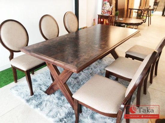 Walnut + Veneer luxury dining table set