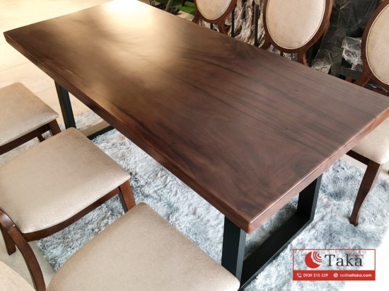 Raintree wood dining table set 0.8 x 1.8m + 6 chairs