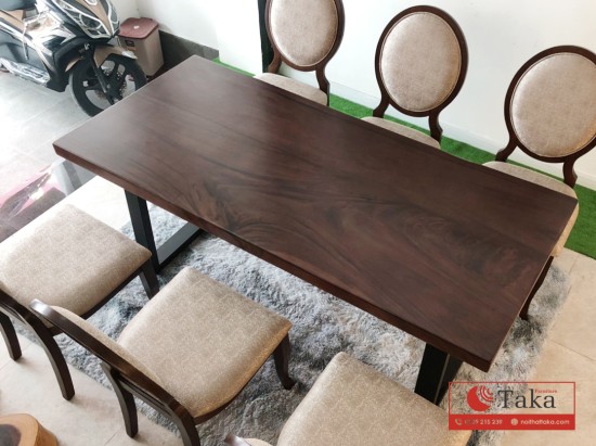 Raintree wood dining table set 0.8 x 1.8m + 6 chairs