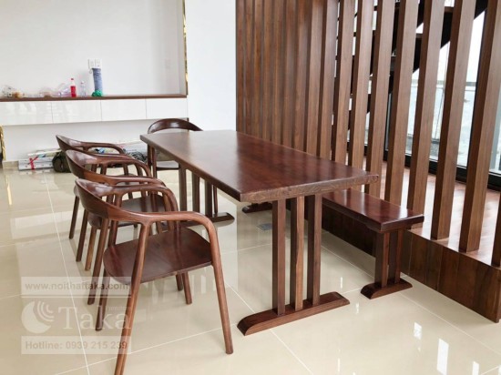 Solid walnut dining table set