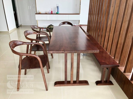 Solid walnut dining table set