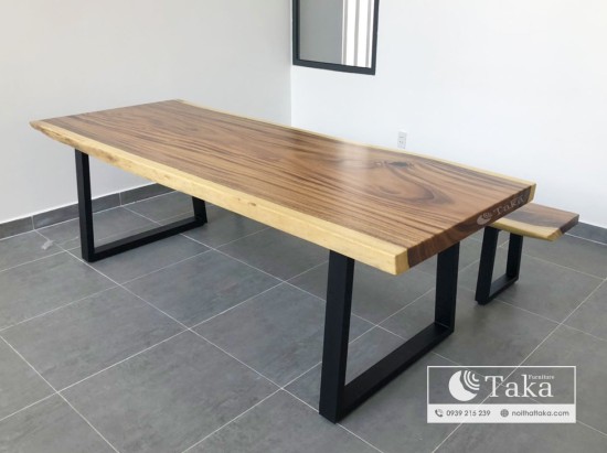 Natural tamarind wood table + bench set 2.4m