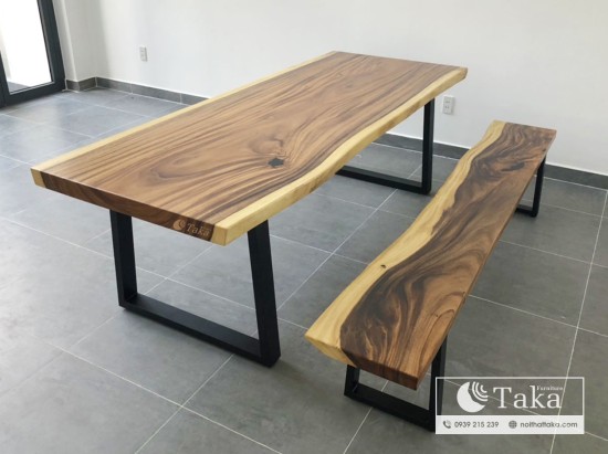 Natural tamarind wood table + bench set 2.4m