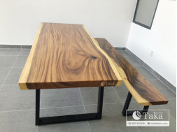 Natural tamarind wood table + bench set 2.4m Natural tamarind wood table + bench set 2.4m