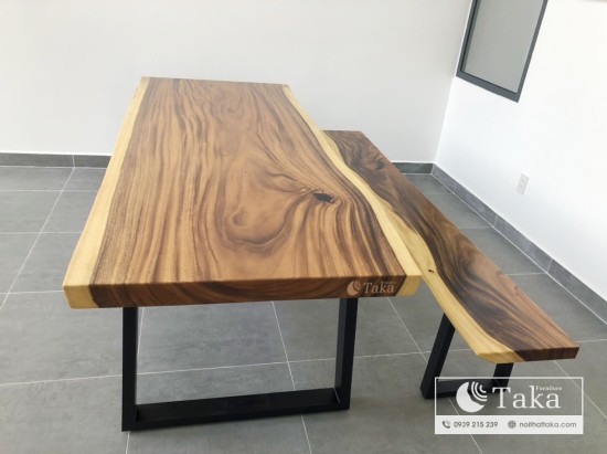 Natural tamarind wood table + bench set 2.4m