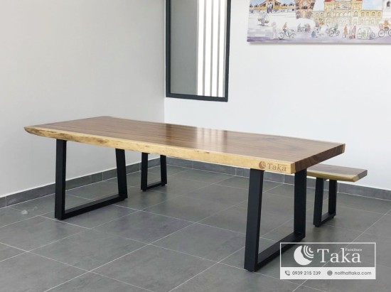 Natural tamarind wood table + bench set 2.4m